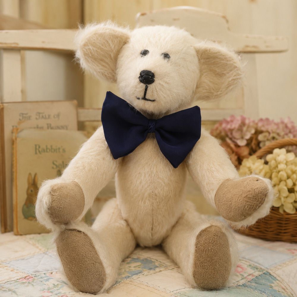 OOAK 13in Cream Mohair Artist Teddy Bear 5-Way Jointed Humpback Vintage Style